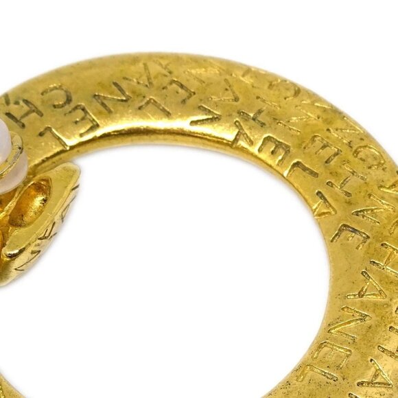 Chanel Dangle Hoop Earrings Clip-On Gold 185643 - Picture 2 of 4